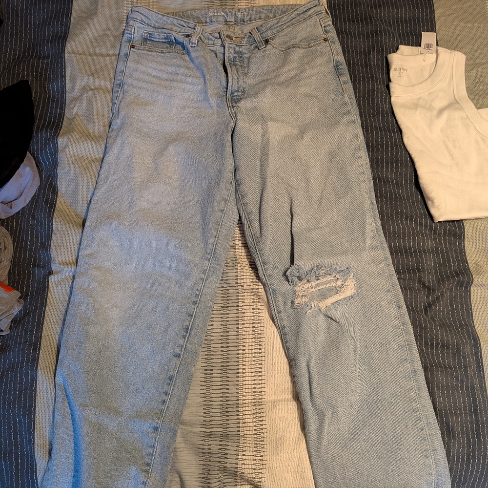 Old Navy High Rise OG Loose Distressed Jeans Size 10